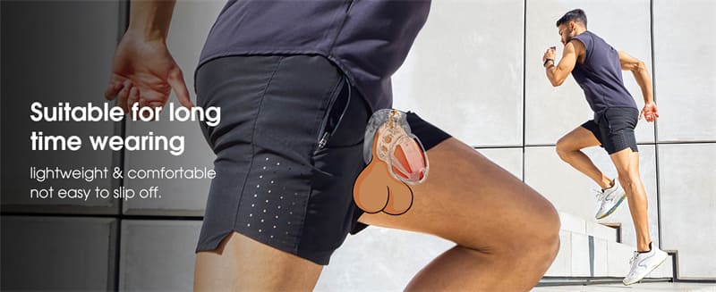 Male Chastity Cage with 4 Active Rings & 2 Keys for Male Penis Exercise & Abstinence