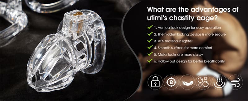 Male Chastity Cage with 4 Active Rings & 2 Keys for Male Penis Exercise & Abstinence