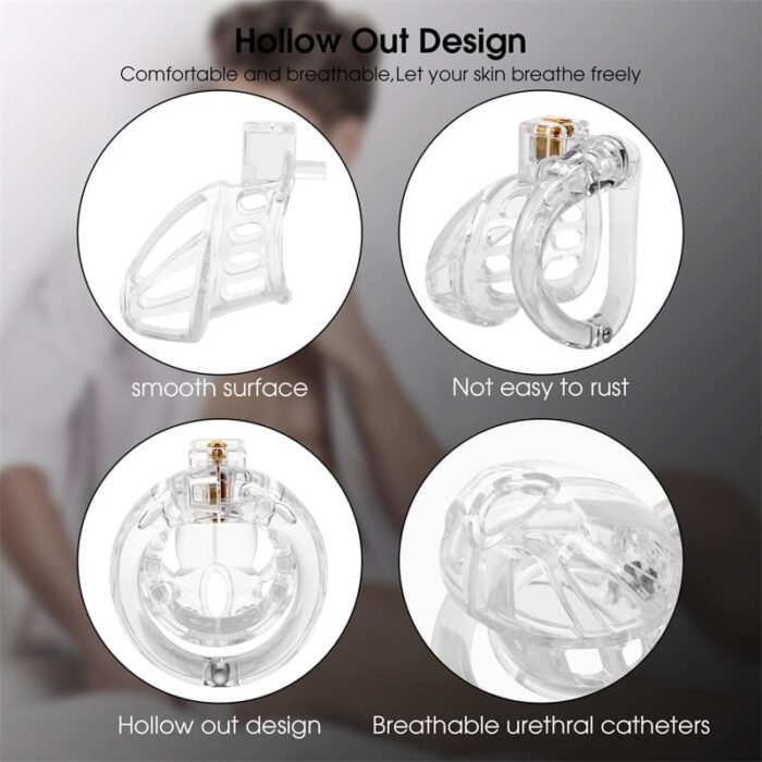 Male Chastity Cage with 4 Active Rings & 2 Keys for Male Penis Exercise & Abstinence