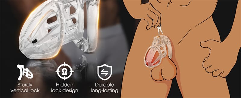Male Chastity Cage with 4 Active Rings & 2 Keys for Male Penis Exercise & Abstinence