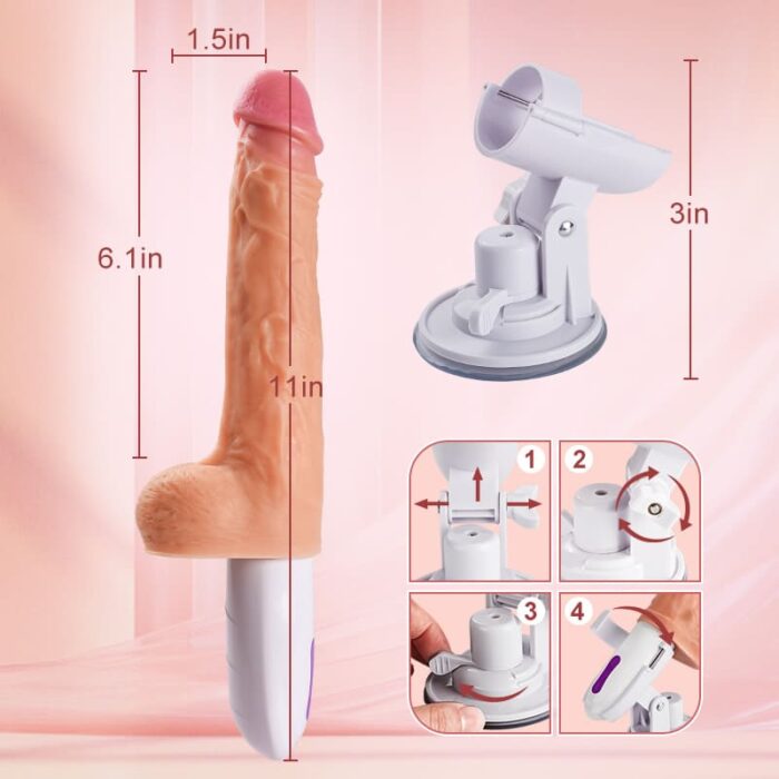 Renke 8 Thrusting Rotating Vibrating Heating Dildo Machine with Remote Control & Suction Cup 11 Inch-12