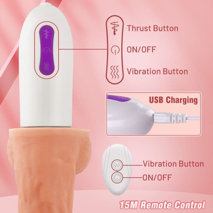 Renke 8 Thrusting Rotating Vibrating Heating Dildo Machine with Remote Control & Suction Cup 11 Inch-12