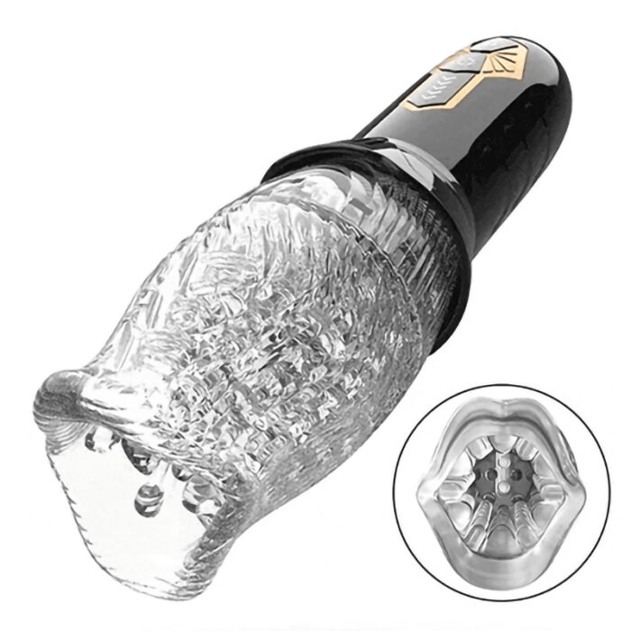 Rose Male Masturbator with 10 Vibrating 5 Rotating modes Blowjob Toy for Penis Training