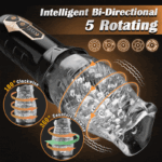 Rose Male Masturbator with 10 Vibrating 5 Rotating modes Blowjob Toy for Penis Training