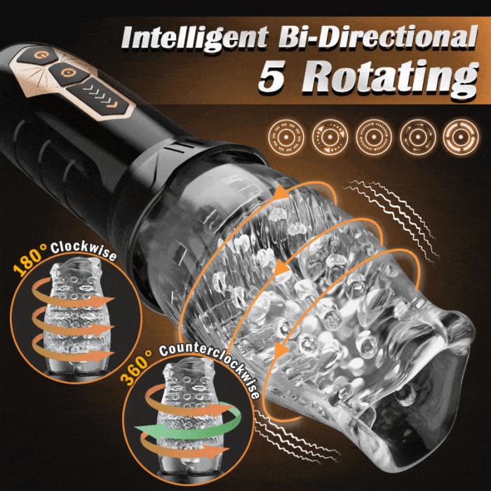 Rose Male Masturbator with 10 Vibrating 5 Rotating modes Blowjob Toy for Penis Training