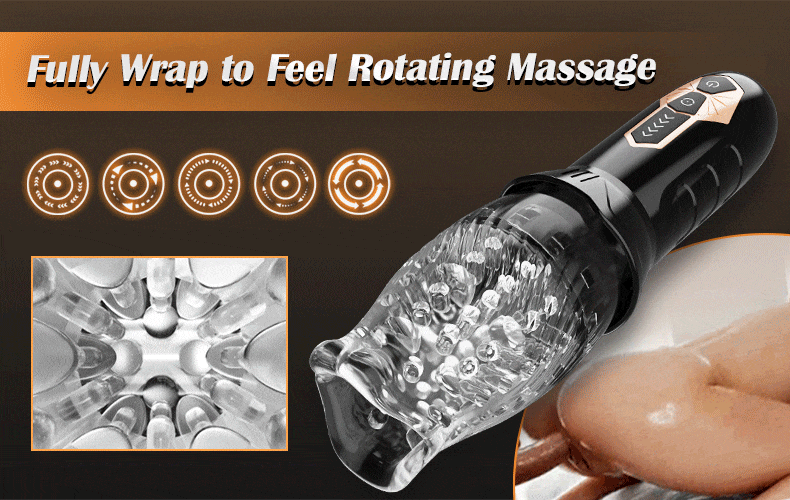 Rose Male Masturbator with 10 Vibrating 5 Rotating modes Blowjob Toy for Penis Training