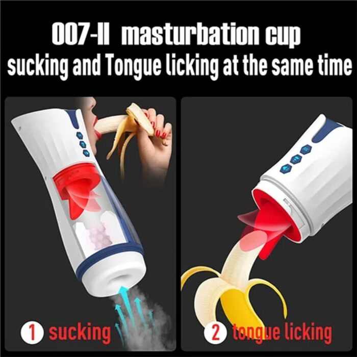007-Ⅱ Automatic Tongue Licking Male Masturbator with 7 Tongue licking & 4 Sucking Electric Voice Mens Sex Toys