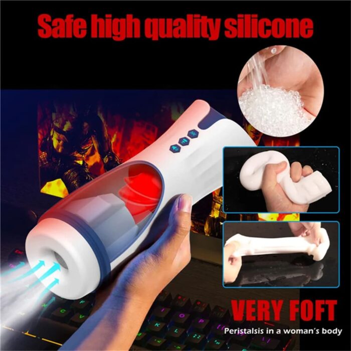 007-Ⅱ Automatic Tongue Licking Male Masturbator with 7 Tongue licking & 4 Sucking Electric Voice Mens Sex Toys