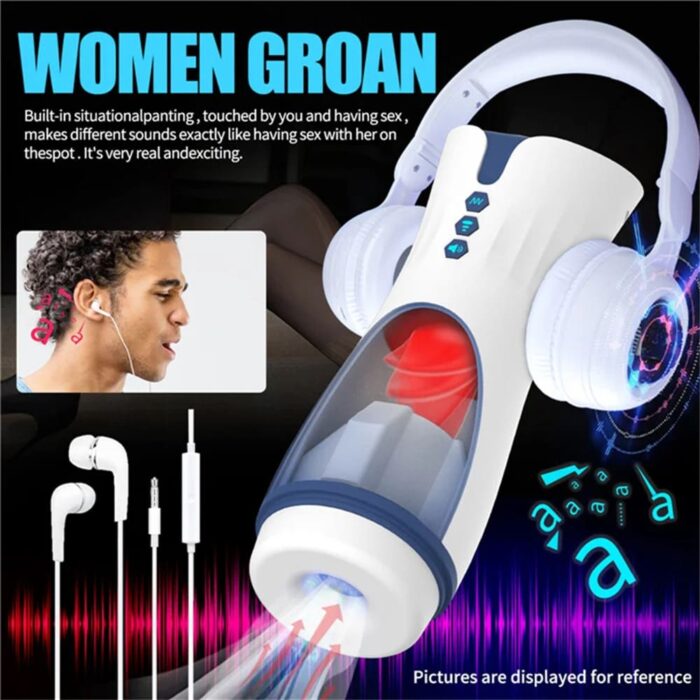 007-Ⅱ Automatic Tongue Licking Male Masturbator with 7 Tongue licking & 4 Sucking Electric Voice Mens Sex Toys