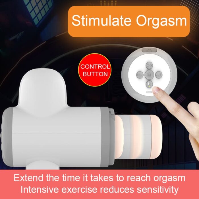 Automatic Lubricating Male Masturbator, 8 Vibration Thrusting Hands Free Male Stroker with Strap