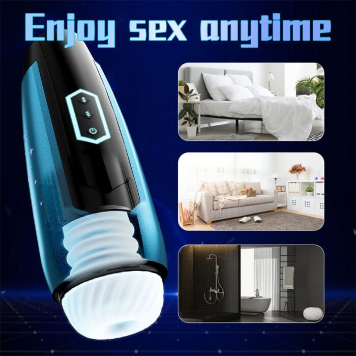 Automatic Male Masturbator with 3D Textured Sleeve, 5 Frequency Telescopic Adult Sex Toys