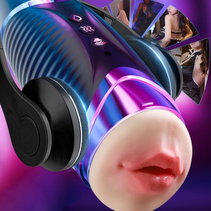 Black Hole R20 Automatic Male Masturbator with Heating Moaning Voice Double Head Blowjob Penis Trainer 2