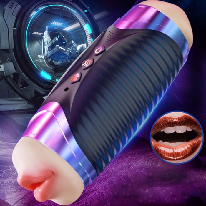 Black Hole R20 Automatic Male Masturbator with Heating Moaning Voice Double Head Blowjob Penis Trainer 5