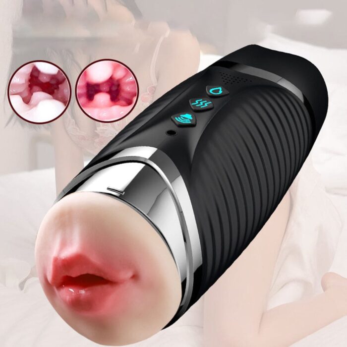 Black Hole R20 Automatic Male Masturbator with Heating Moaning Voice Double Head Blowjob Penis Trainer 7
