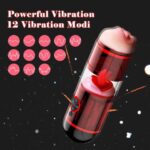 Dual Channel Tongue Licking Automatic Male Masturbator with 12 Vibration Water Spray Pocket Pussy Blowjob Toy