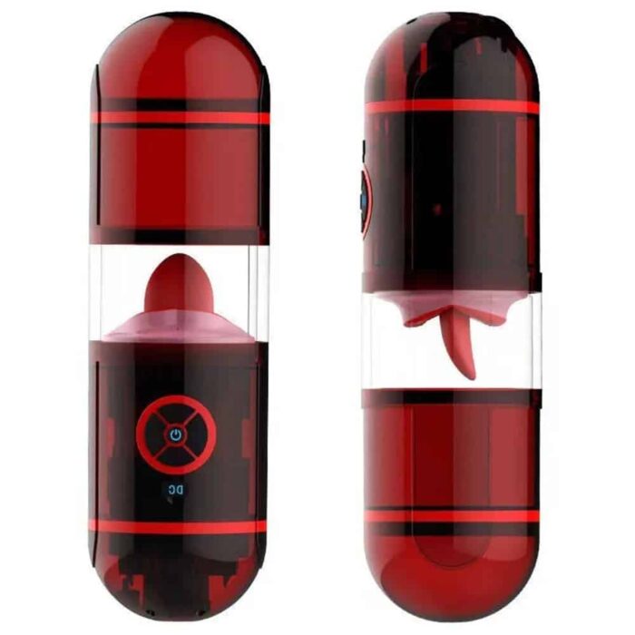 Dual Channel Tongue Licking Automatic Male Masturbator with 12 Vibration Water Spray Pocket Pussy Blowjob Toy