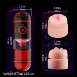 Dual Channel Tongue Licking Automatic Male Masturbator with 12 Vibration Water Spray Pocket Pussy Blowjob Toy