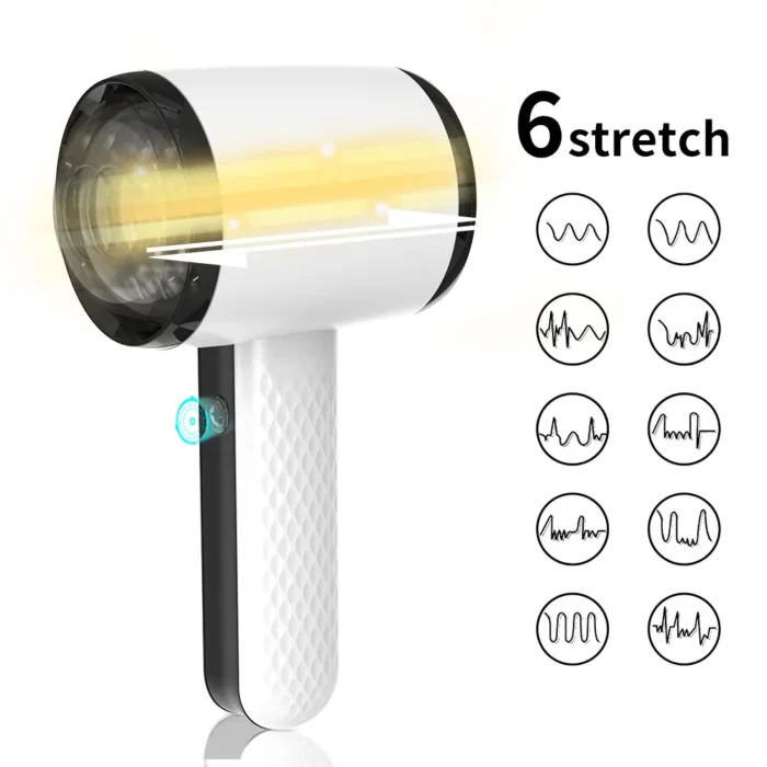 Hair Dryer Automatic Male Masturbator with 6 Vibrations Thrusting Penis Trainer Adult Sex Toys