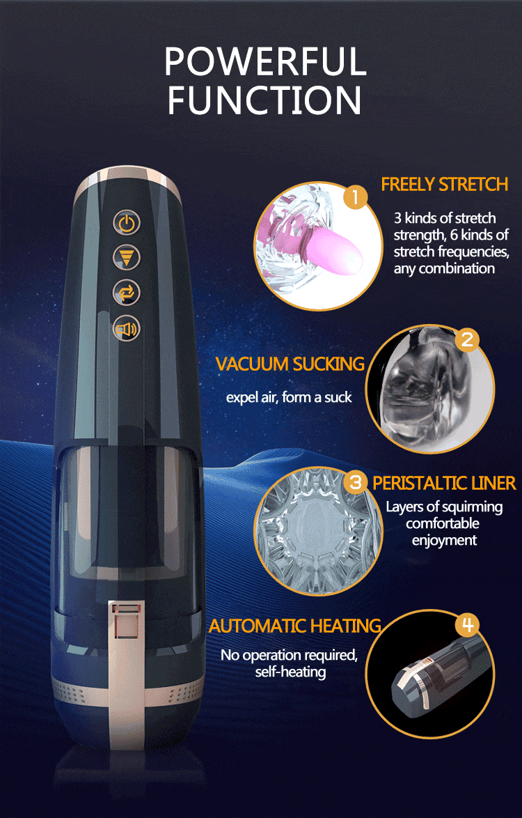 Hero Automatic Male Masturbator with 6-Frequency Thrusting Self-Heating Blowjob Penis Sleeve