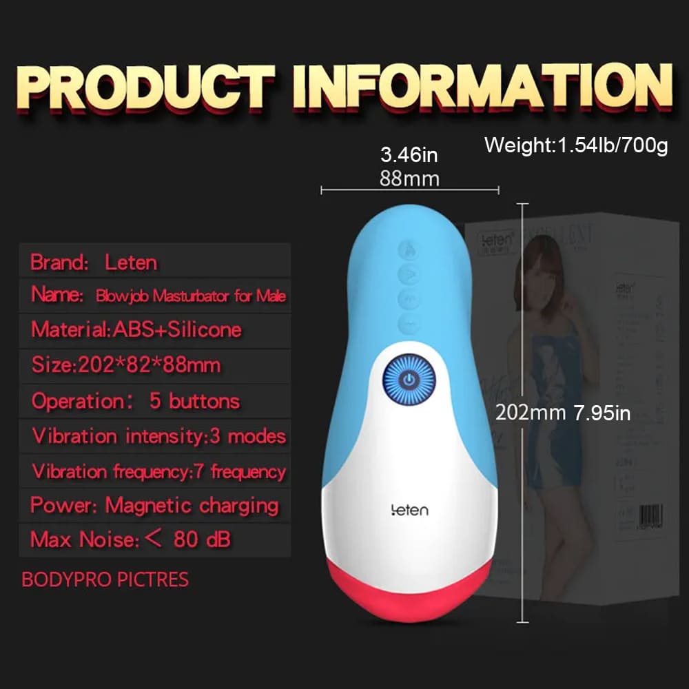 LETEN 10 Powerful Vibrations Male Masturbator Mens Sex Toys with Smart Heated Tongue Licking Blowjob Sex Toy 3