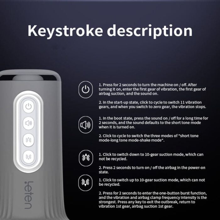 Leten SM240 Male Masturbator with Heating & Voice, 10 Vibrating & Sucking Modes Male Stroker