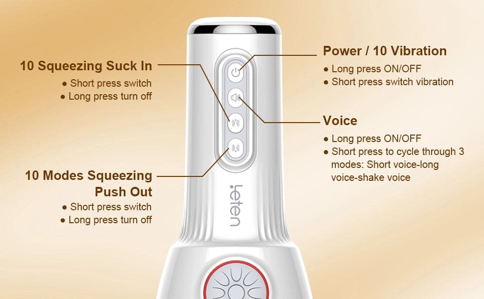 Leten SM240 Male Masturbator with Heating & Voice, 10 Vibrating & Sucking Modes Male Stroker