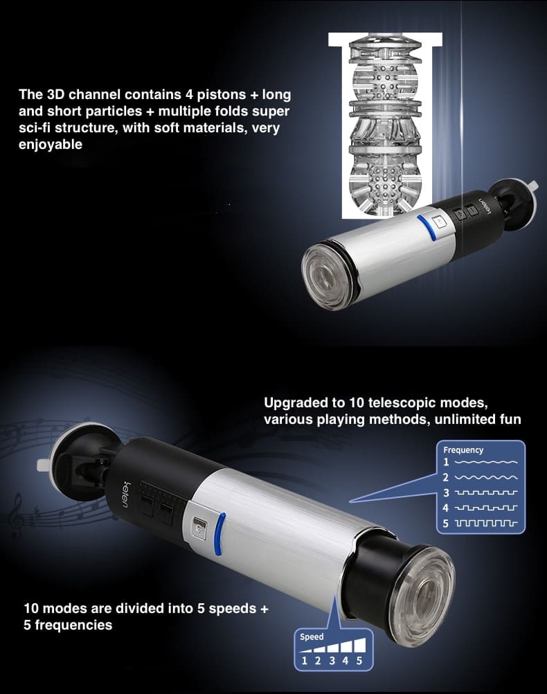 Leten X9 3RD Automatic Male Masturbator - 10 Frequency Vibrations Sex Toys for Men with Suction Cup Base