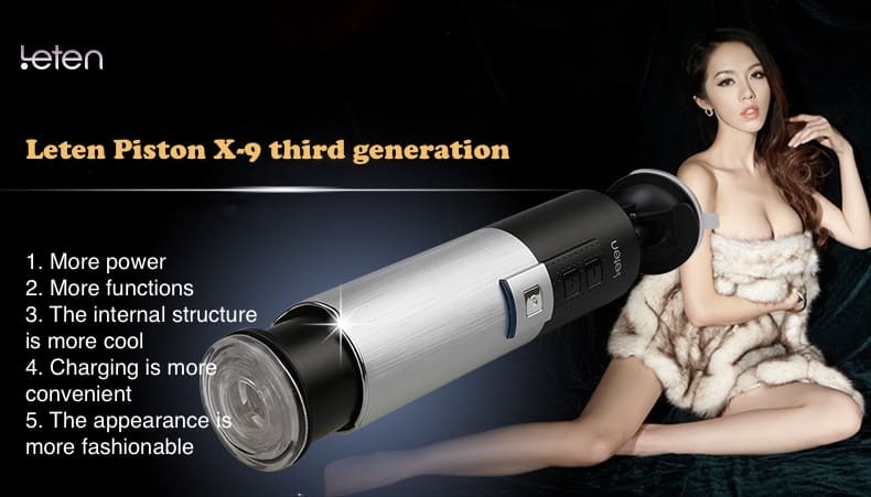 Leten X9 3RD Automatic Male Masturbator - 10 Frequency Vibrations Sex Toys for Men with Suction Cup Base