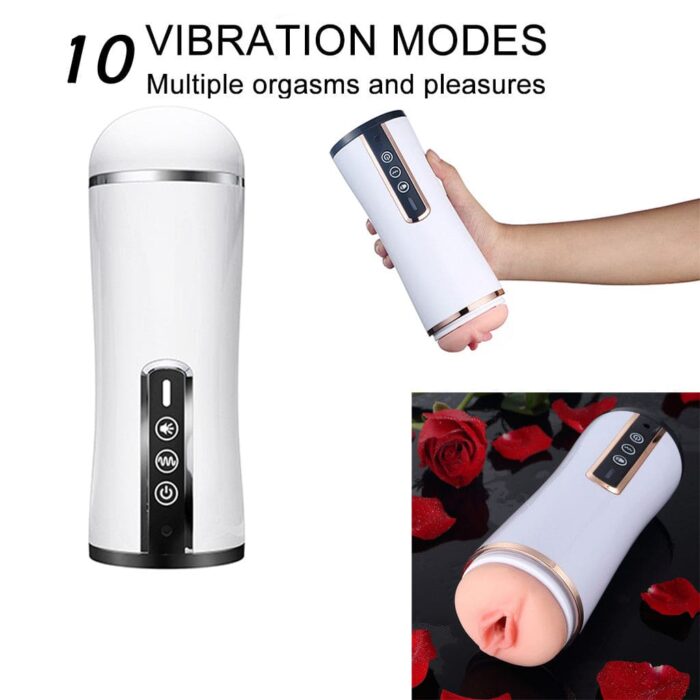 Lovesvibe 10 Vibrating Deep Throat Oral Sex Automatic Male Masturbator Silicone Sex Toys for Men