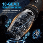 Lovesvibe 10 Vibrations 5 Telescopic Rotation Male Masturbator with LED Display Soft TPE Channel Male Stroker