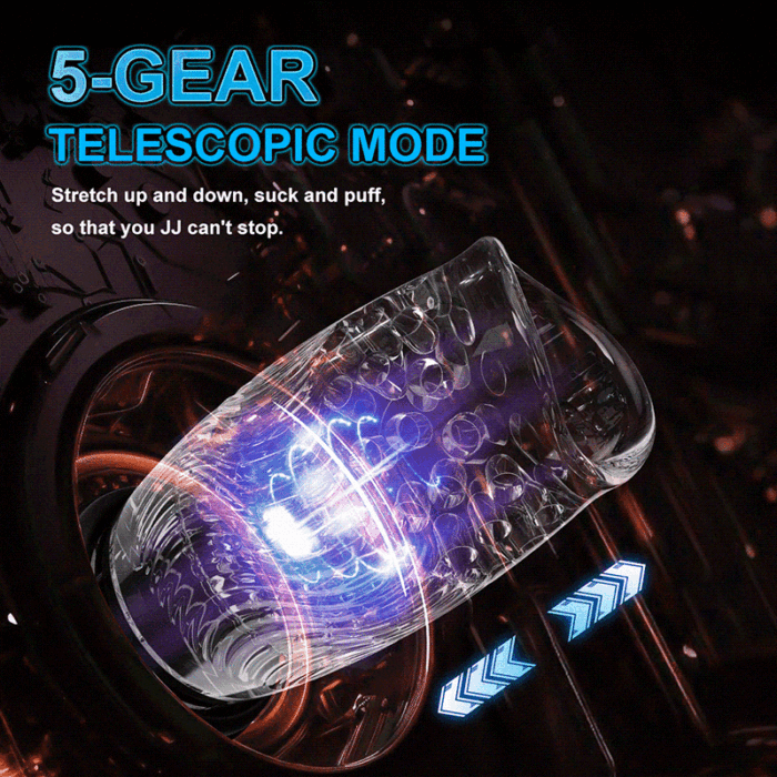 Lovesvibe 10 Vibrations 5 Telescopic Rotation Male Masturbator with LED Display Soft TPE Channel Male Stroker
