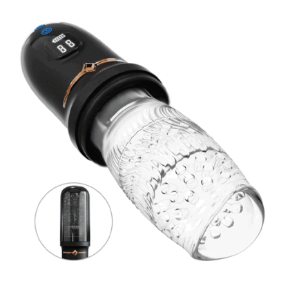 Lovesvibe 10 Vibrations 5 Telescopic Rotation Male Masturbator with LED Display Soft TPE Channel Male Stroker