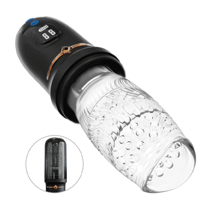 Lovesvibe 10 Vibrations 5 Telescopic Rotation Male Masturbator with LED Display Soft TPE Channel Male Stroker