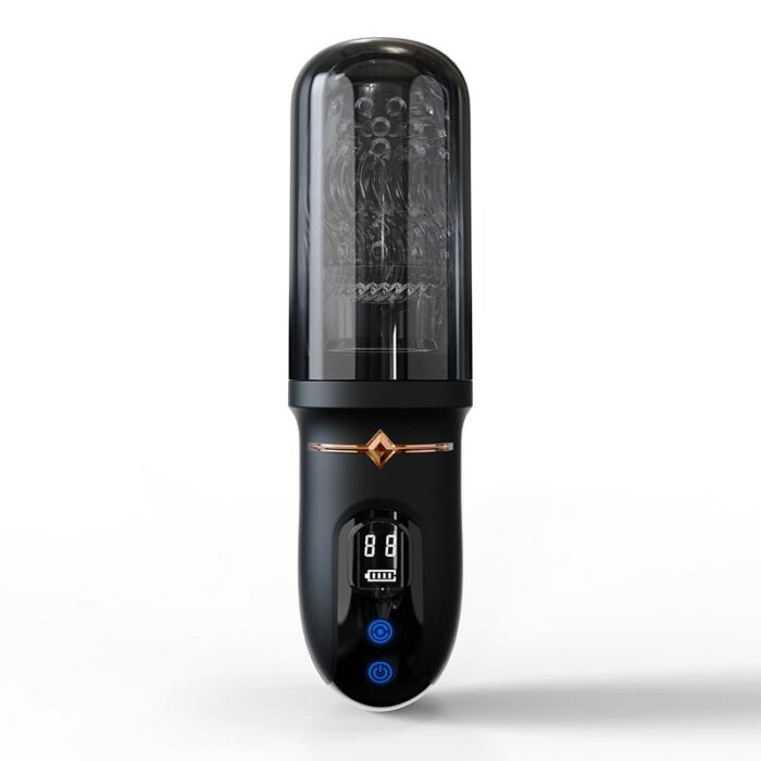 Lovesvibe 10 Vibrations 5 Telescopic Rotation Male Masturbator with LED Display Soft TPE Channel Male Stroker