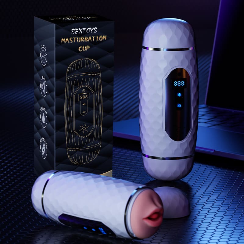 Lovesvibe 12 Vibration Modes Male Masturbator with Voice Interaction Heating Dual Channel Pocket Pussy Sex Machine