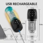 Lovesvibe 4 in 1 Upgraded Male Masturbator with 7 Sucting & 7 Rotation One-Click Release Vacuum Penis Pumps