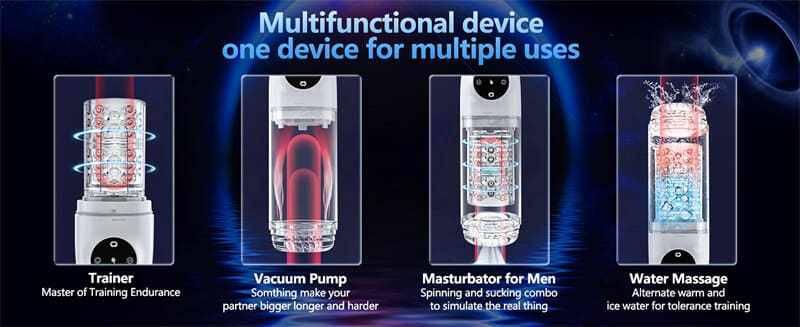 Lovesvibe 4 in 1 Upgraded Male Masturbator with 7 Sucting & 7 Rotation One-Click Release Vacuum Penis Pumps