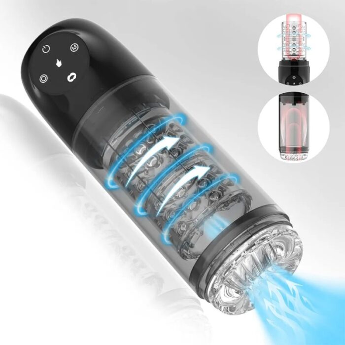 Lovesvibe 4 in 1 Upgraded Male Masturbator with 7 Sucting & 7 Rotation One-Click Release Vacuum Penis Pumps