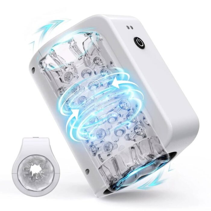 Lovesvibe 7 Rotation & Thrusting Modes Male Masturbator Double Channel 3D Textured Mens Sex Toy