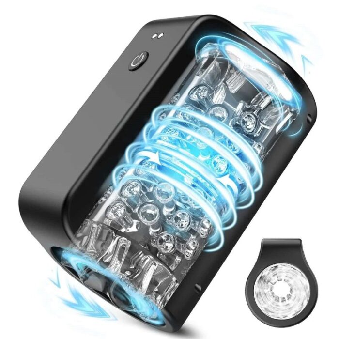 Lovesvibe 7 Rotation & Thrusting Modes Male Masturbator Double Channel 3D Textured Mens Sex Toy