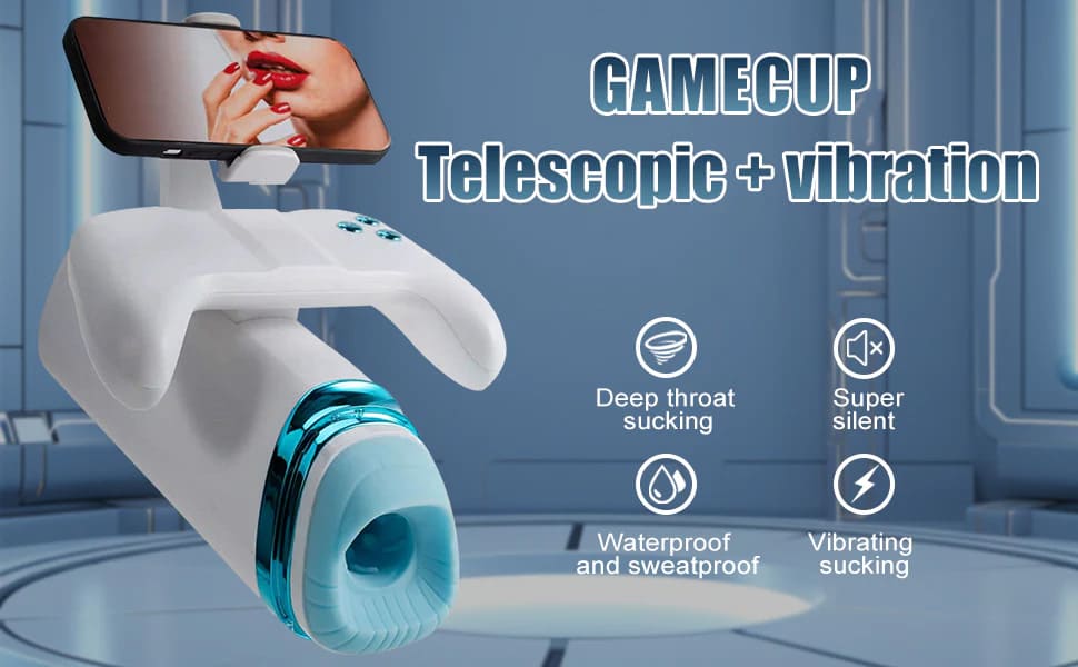 Lovesvibe 7 Vibration Thrusting Automatic Heating Male Masturbator with Gamepad-Controlled & 360° Phone Holder