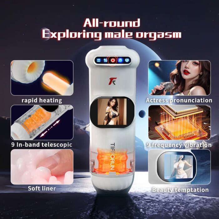 Lovesvibe 9 Vibration 9 Thrusting Automatic Male Masturbator with LCD Display Moan Heating Sex Toys for Men