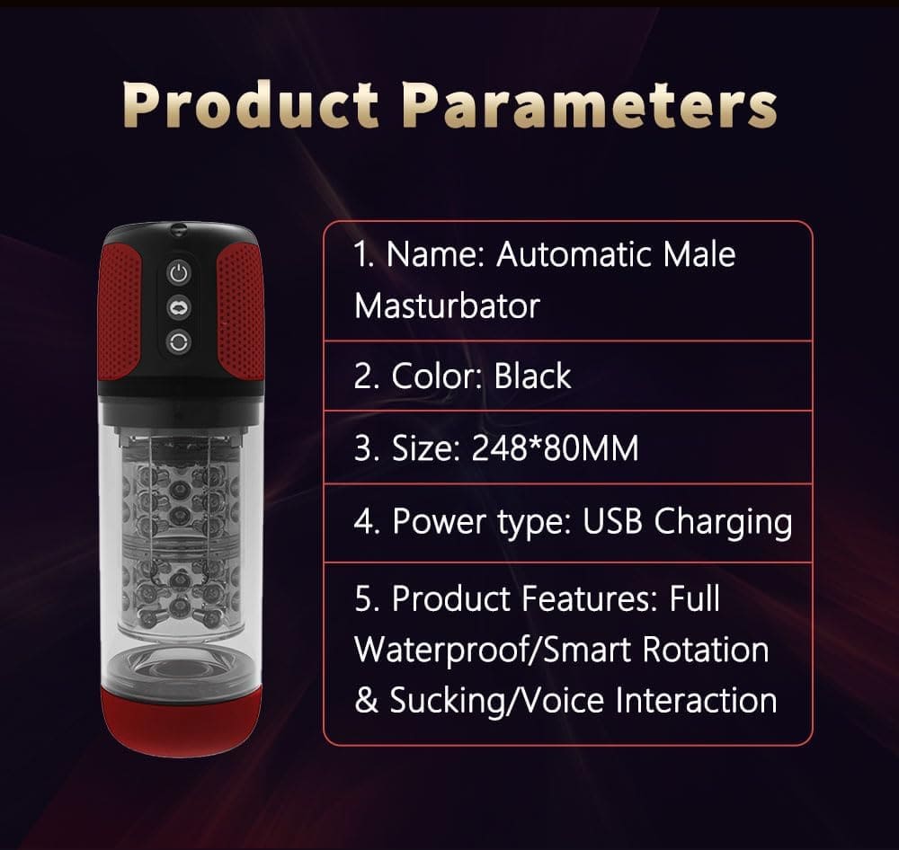 Lovesvibe Automatic Male Masturbator with 10 Vibration 5 Sucking Rotation Voice Function Vagina Male Sex Toys