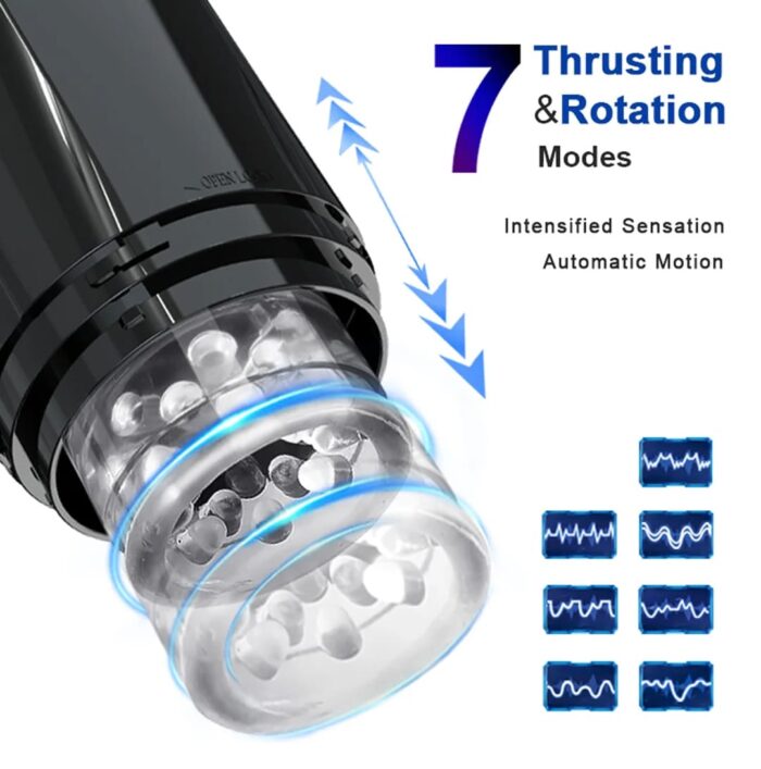 Lovesvibe Automatic Male Masturbator with 7 Powerful Thrusting Rotating Modes Hands Free Blowjob Sex Toys for Men