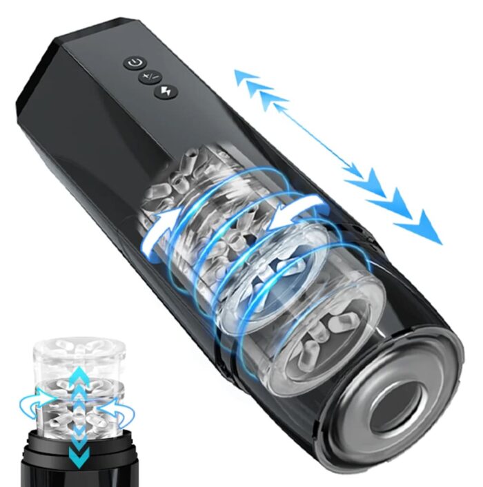 Lovesvibe Automatic Male Masturbator with 7 Powerful Thrusting Rotating Modes Hands Free Blowjob Sex Toys for Men
