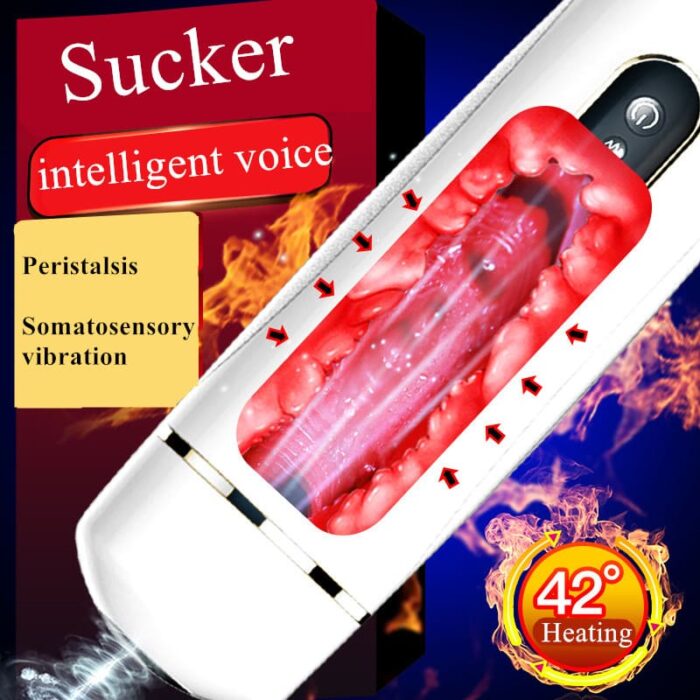 Lovesvibe Automatic Masturbator Penis Pump with 7 Vibration Sucking Hands Free Sex Machines with Suction Base