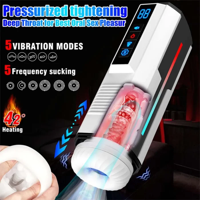 Lovesvibe Automatic Masturbator with 5 Thrusting Vibration Sucking Modes Voice Heating Sex Toys for Men