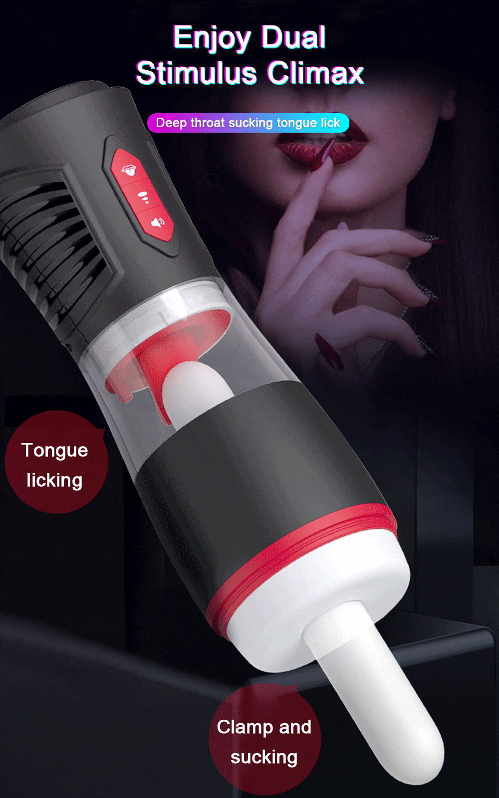 Lovesvibe Automatic Tongue Licking Male Masturbator with 4 Sucking & 7 Tongue Licking Voice Blowjob Stroker