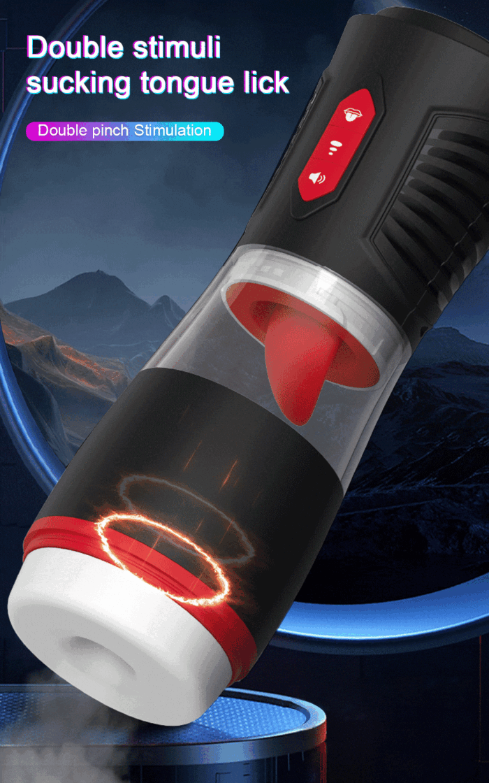 Lovesvibe Automatic Tongue Licking Male Masturbator with 4 Sucking & 7