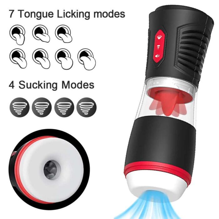 Lovesvibe Automatic Tongue Licking Male Masturbator with 4 Sucking & 7 Tongue Licking Voice Blowjob Stroker